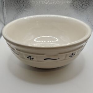 Longaberger Cream and Blue Ceramic Cereal Soup Bowl